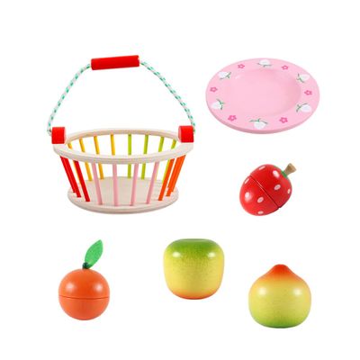 Vaguelly 1set Boy Girl Educational Vegetable Cutting Toy Play Food Basket for Pretend Kitchen Role Play and for Toddlers Promotes Learning and Imagination