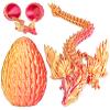 3D Printed Dragon Eggs with Articulated Fly Dragon Inside, Collectible Figurines Fidget Toy for Adults Kids Birthday Easter Christmas White Elephant Gifts for Friends Colleagues(Red Gold, M size) view 1