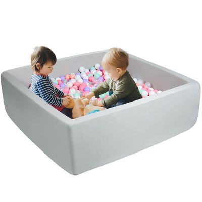 FUBOTRAD Ball Pits 47.2" x 47.2" x 13.7" Thickness 2.7" Foam Ball Pits for Kids Toddlers Soft Play Equipment for Toddlers (Light Gray)