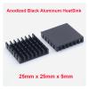 5pcs Anodized Black Aluminum Heat Sink 25x25x5mm Electronic Chip Cooling Heat Sink for Power IC, Electronic Chipset(Color:25X25X5) view 3
