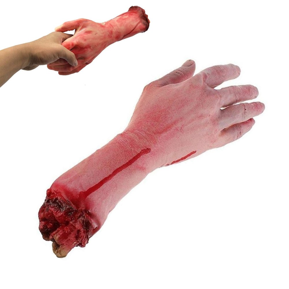 Jeorywoet Fake Severed Arm, Arm Broken Hand Horror Bloody Realistic Prank Trick for April Fool Halloween Party Props (Broken Arm)