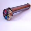 Antique Brass Kaleidoscopes, 10-Piece Lot, Vintage Rainbow Spinners, Large Double Wheel Design, 6 inch Approx view 1