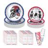 104 PCS Hockey Party Table Supplies Kit Serve 26, Includes Dinner Plates, Dessert Plates, Napkins, Cups for Ice Hockey Birthday Party Sport Events Decorations Favors view 1