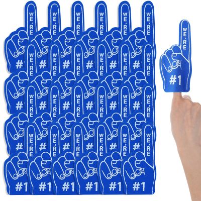 Aster 24 Pcs Mini Foam Fingers, Sport Fan Foam Finger, We're #1 Fan Foam Finger, Sports Themed Birthday Party Supplies Foam Hand Fingers Cheerleader Gifts for Sports Events(Dark Blue)