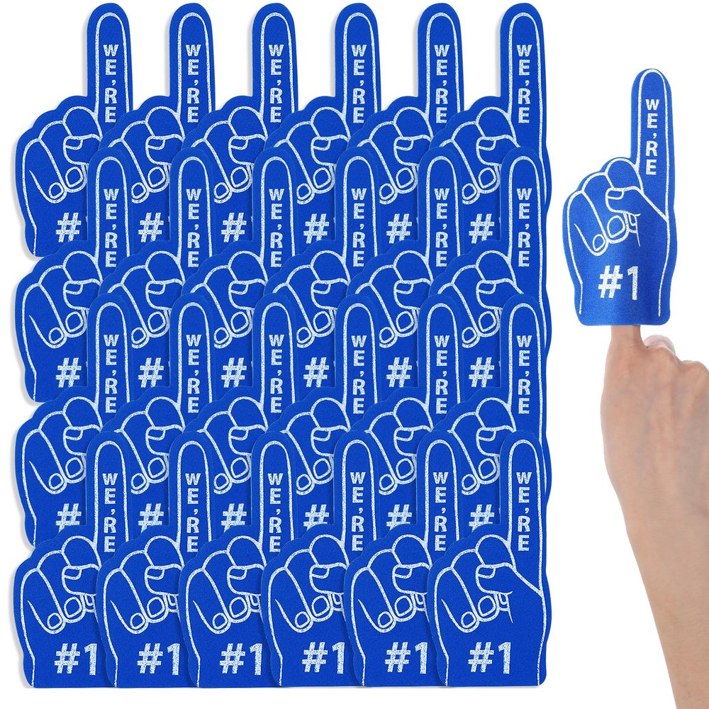 Aster 24 Pcs Mini Foam Fingers, Sport Fan Foam Finger, We're #1 Fan Foam Finger, Sports Themed Birthday Party Supplies Foam Hand Fingers Cheerleader Gifts for Sports Events(Dark Blue)