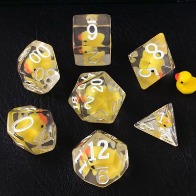 Bescon Oversized YellowDuck RPG Dice Set of 7, Novelty Jumbo Dice Yellow Duck Polyhedral DND Game Die Set