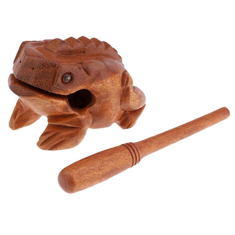 Luzhengyang Handcrafted Wooden Frog Sculpture Toy | Natural Mango Wood Money Frog Ornament | Soothing Croaking Sound | Relaxation Toy | Kids Gift | Home Office Decor 3