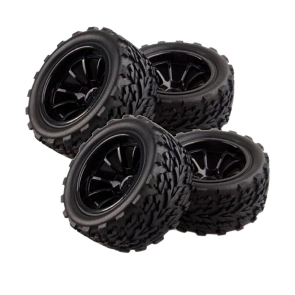 Luzhengyang 4Pc RC Car Racing Wheel Tires 1:10 HSP HPI - High Performance Rubber Tires for Crawler Parts - Black, 118mm Diameter - Hobby Model Replacements for Remote Control Vehicles