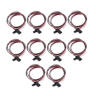 Luzhengyang 10Pcs 1m Servo Extention Wire Cord for RC Airplanes, Remote Control Helicopters, 39.37inch Black/Red/White Extension Cables for Reliable Connection