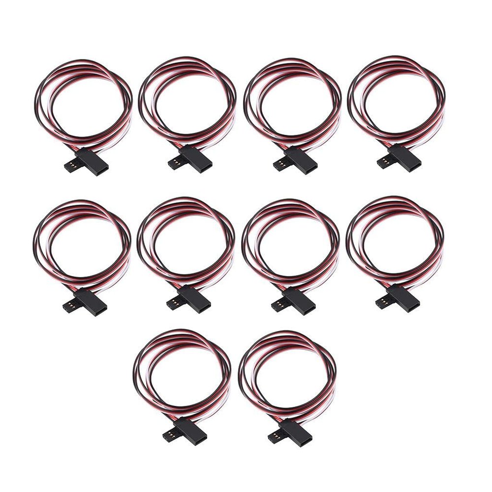 Luzhengyang 10Pcs 1m Servo Extention Wire Cord for RC Airplanes, Remote Control Helicopters, 39.37inch Black/Red/White Extension Cables for Reliable Connection