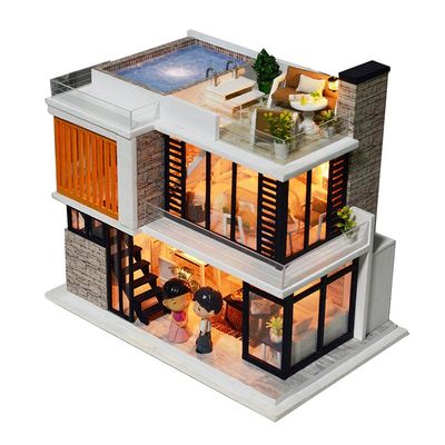 DIY Handcraft Miniature Kit with LED s - Wooden Dolls House Furniture Set for Completion, Florence Building Themed - Develop Intelligence and Patience - for Kids & Hobbyi