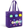 Windyun Bingo Bags Large with 10 Pockets for Daubers Dabbers Dobbers Dotters Zipper Tote Bag Bingo Game Stuff Accessories Supplies Gift for Women Adults Seniors Christmas 9.8x9.8x6.3 Inches(Purple) view 1