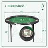 ECOTOUGE 8 Players Poker Table Foldable, Round Casino Texas Holdem Table with Stainless Steel Cup Holders & Faux Leather Padded Rails, Folding Gaming Table for Card Games, Green view 2