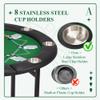 ECOTOUGE 8 Players Poker Table Foldable, Round Casino Texas Holdem Table with Stainless Steel Cup Holders & Faux Leather Padded Rails, Folding Gaming Table for Card Games, Green view 4