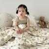 BuLuTu Cotton Muslin Toddler Blanket for Kids Girls Boys, Soft Lightweight Baby Quilts 2 Layers Large Muslin Crib Blanket Floral Toddler Quilted Blankets, All Seasons, 47"x51" view 1