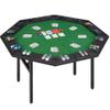 ECOTOUGE Foldable Poker Table, 8 Players Octagon Texas Holdem Poker Table with Chip Trays & Collapsible Legs, Folding Game Table for Casino Leisure Game, Blackjack, Easy Assembly, Green view 1