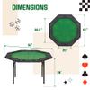ECOTOUGE Foldable Poker Table, 8 Players Octagon Texas Holdem Poker Table with Chip Trays & Collapsible Legs, Folding Game Table for Casino Leisure Game, Blackjack, Easy Assembly, Green view 2