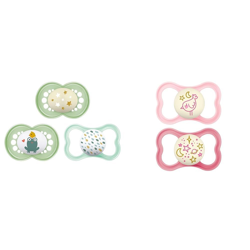 MAM Variety Pack with 3 Pacifiers for 16+ Months Babies, Includes Original, Air, and Glow-in-Dark Pacifiers