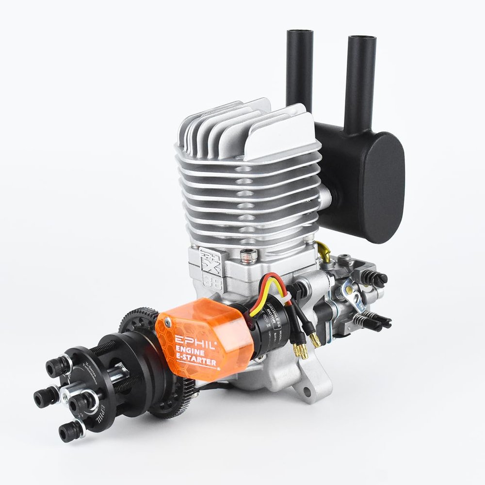 PurAr R/C Model Airplanes 20/38/40/76CC Spark Plug Gasoline Single/Twin Cylinder Engine-X Series (38cc-PRO Single Cylinder Rear Type), Silver