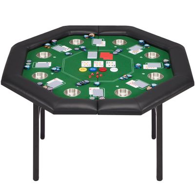 ECOTOUGE 8-Player Poker Table Foldable, Casino Leisure Gaming Table with Padded Rails & Stainless Steel Cup Holders, Folding Octagon Texas Holdem Poker Table for Blackjack, Easy Assembly