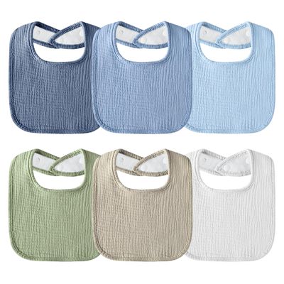 Kewlife gift Muslin Baby Bibs 6-Pack Baby Drool Bandana Bibs for Baby Girls Boys Infant Newborn Toddler Drooling and Teething (Macaron-Blue)