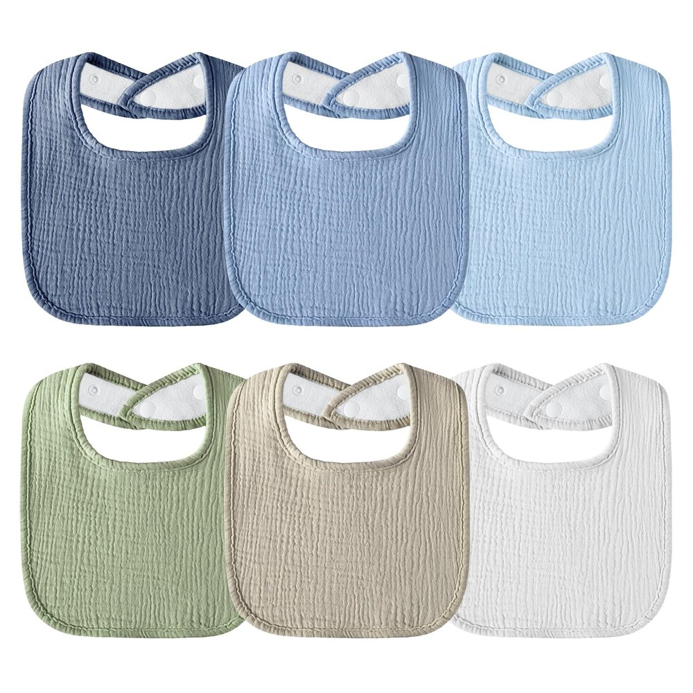 Kewlife gift Muslin Baby Bibs 6-Pack Baby Drool Bandana Bibs for Baby Girls Boys Infant Newborn Toddler Drooling and Teething (Macaron-Blue)