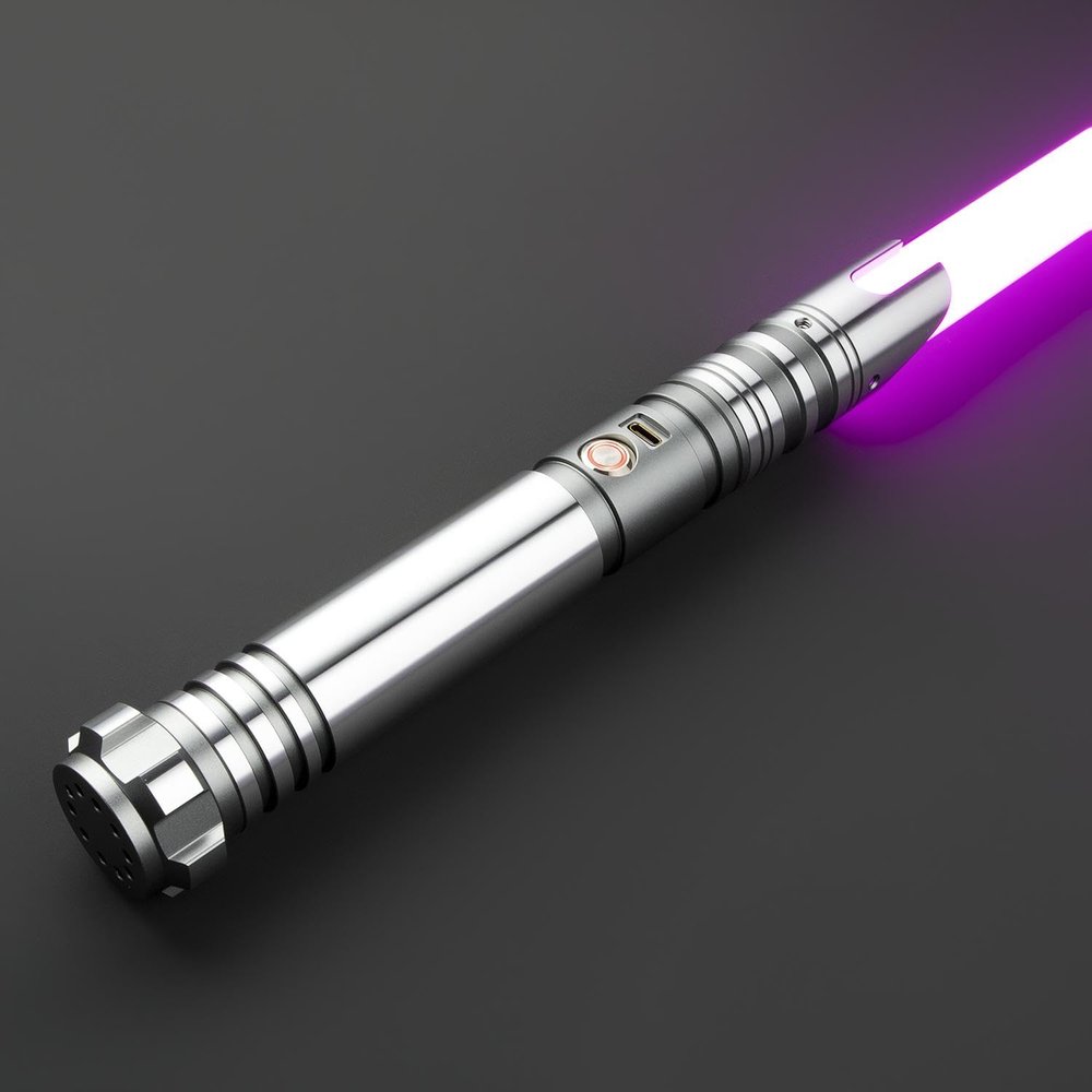 SaberX R2 Dueling Lightsaber LED Illuminated, Duel-Ready Design, Aircraft Aluminum Hilt, Flash on Clash Blade, Ergonomic Grip, Sound Effects for Collector and Enthusiast - 72cm Baselit-Ash