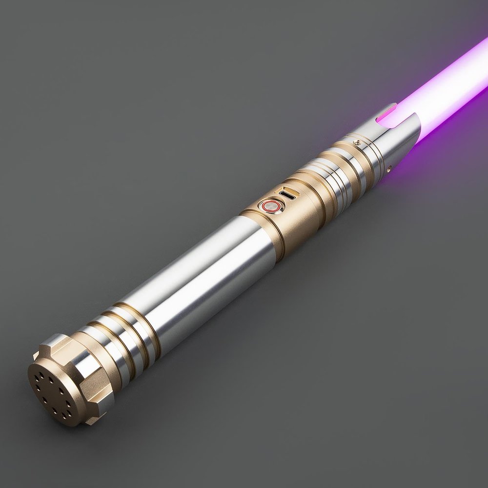 SaberX R2 Dueling Lightsaber LED Illuminated, Duel-Ready Design, Aircraft Aluminum Hilt, Flash on Clash Blade, Ergonomic Grip, Sound Effects for Collector and Enthusiast - 92cm Proffie-Gold