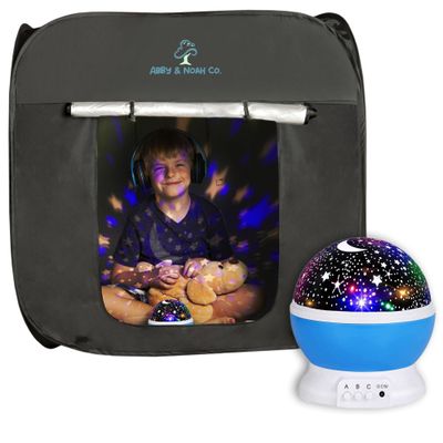 Abby & Noah Pop Up Sensory Tent for Kids with Autism | Calming Corner for Outdoor & Indoor | Easy Pop Up Tent Bedroom & Classroom Must Haves | Star Projector Included (1-2 Kids)