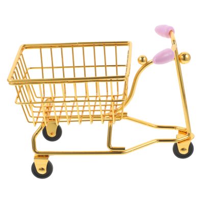 IMIKEYA 1pc Novelty Mini Shopping Cart Makeup Sponge Organizer Decorative Storage Container for Desk Boys and Girls Play and Home Decor Unique for Mother Day Valentine Day and Birthdays