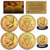 2024 Gold Plated JFK Kennedy Half Dollar U.S. 2-Coin Set - Both P & D Mint - with Capsules and COA view 1