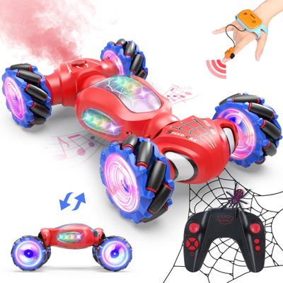Dysaim Spider Remote Control Car, Gesture Sensing RC Stunt Cars Toys for Boys Ages 4-12, 360 Rotate Transform Drift with Lights Music Sprayer, 2.4Ghz Hand Controlled Car Birthday Gifts