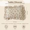 BuLuTu Muslin Cotton Toddler Pillowcases 14"x20", Shabby Chic Pink Floral Kids Pillow Cases Fit Toddler Pillow Sized 13"x18" Soft Children Pillow Covers for Girls Boys, Envelope Closure view 2