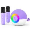 goopow Mini Karaoke Machine Speaker for Kids Adults, Portable Bluetooth Microphone Song Toys with LED Light, Best Chritmas Birthday Festival Gift for 3 4 5 6 7 8+ Year Old Girls Boys (Purple-2MIC) view 1
