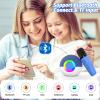 goopow Mini Karaoke Machine Speaker for Kids Adults, Portable Bluetooth Microphone Song Toys with LED Light, Best Chritmas Birthday Festival Gift for 3 4 5 6 7 8+ Year Old Girls Boys (Blue-2MIC) view 4