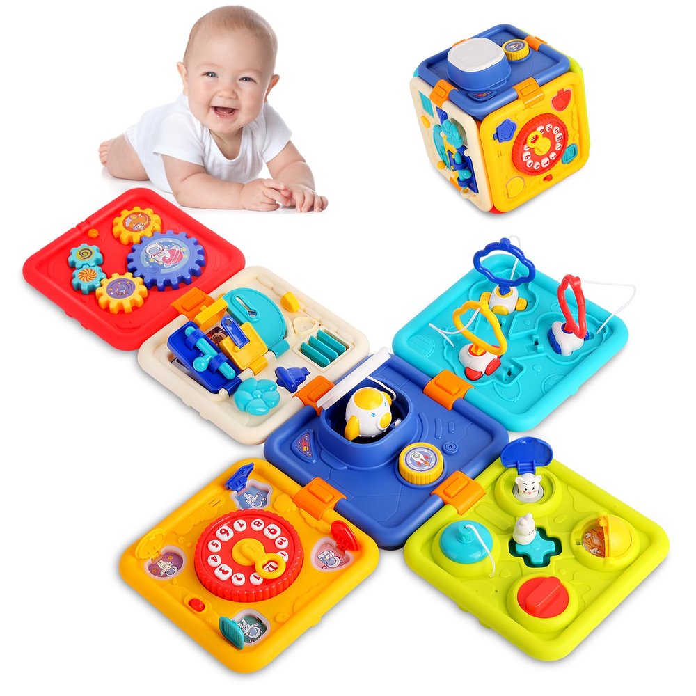 ACROFEK Montessori Toys for 1 2 Year Old Boy and Girl - Busy Board for 1 Year Old,Early Development Educational Activity Board Cube for Toddlers 2-4, Birthday Gifts for 1-4 Year Old Kids