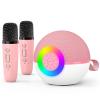 goopow Mini Karaoke Machine Speaker for Kids Adults, Portable Bluetooth Microphone Song Toys with LED Light, Best Chritmas Birthday Festival Gift for 3 4 5 6 7 8+ Year Old Girls Boys (Pink-2MIC) view 1