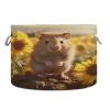 Round Cute Hamster Sunflowers Storage Basket Large Organizer Bin Laundry Hamper Toy Storage Basket with Handle for Nursery Clothes Toys 202b4287 view 1
