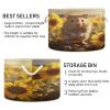 Round Cute Hamster Sunflowers Storage Basket Large Organizer Bin Laundry Hamper Toy Storage Basket with Handle for Nursery Clothes Toys 202b4287 view 3