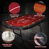 91" Extra Large 10 Player Foldable Poker Table, Texas Blackjack Holdem Poker Table with Cup Holders, Folding Wood Grain Casino Leisure Card Board Game Table with Padded Rails, Stylish Red Design view 2