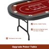 91" Extra Large 10 Player Foldable Poker Table, Texas Blackjack Holdem Poker Table with Cup Holders, Folding Wood Grain Casino Leisure Card Board Game Table with Padded Rails, Stylish Red Design view 3