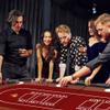 91" Extra Large 10 Player Foldable Poker Table, Texas Blackjack Holdem Poker Table with Cup Holders, Folding Wood Grain Casino Leisure Card Board Game Table with Padded Rails, Stylish Red Design view 4