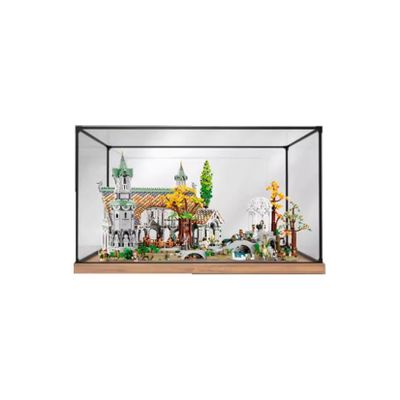 Acrylic Display Case for Lego10316 CastleBox Compatible LegoModel Gift Storage Display (Model not Included) (Wood Grain Base)