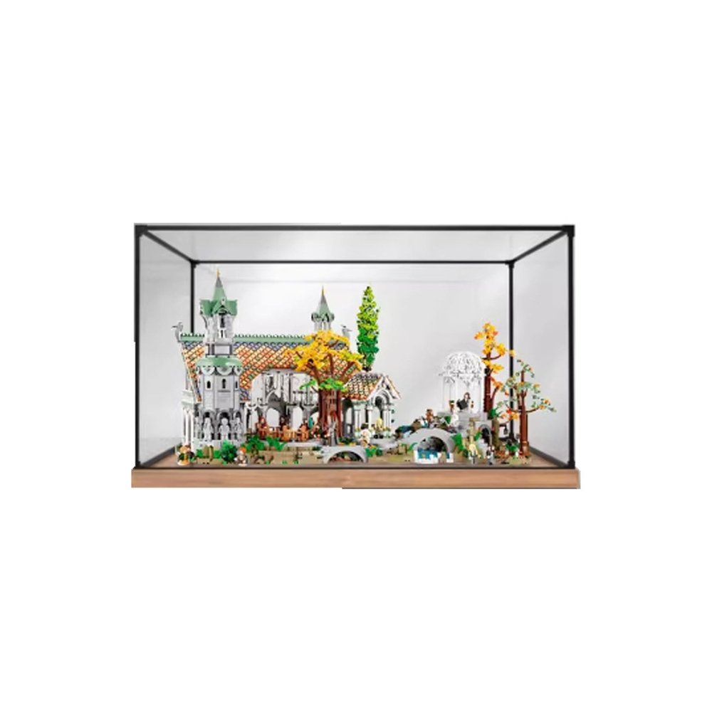 Acrylic Display Case for Lego10316 CastleBox Compatible LegoModel Gift Storage Display (Model not Included) (Wood Grain Base)