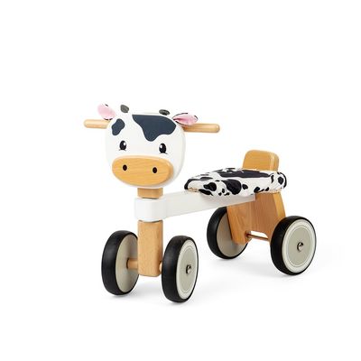 Bigjigs Toys Ride On Cow - My First Toddler Balance Bike, Wooden Baby Trike, Children's Animal Vehicles, Develops Gross Motor Skills, Gifts for Toddlers, Age 18 Months Old +