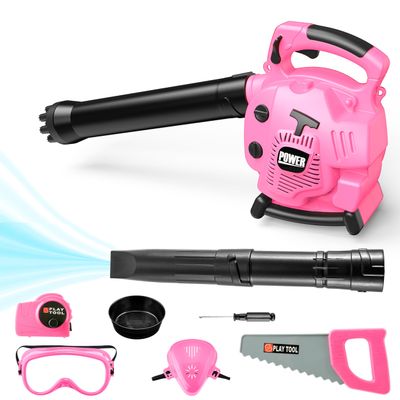 Bubble Leaf Blower for Toddlers - Upgrade Pink Kids Bubble Machine with Gardening Tool Set, 2 in 1 with Extra Bubble Blower Kit Outdoor Play Toys, Birthday Party Gifts for Boys Girls Age 3 4 5+ Years