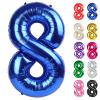 Metallic Blue Number 8 Balloon 40 Inch, 8 Balloon Number, 8th Birthday Decorations, Navy Blue Party Supplies for Boys Girls view 1