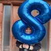 Metallic Blue Number 8 Balloon 40 Inch, 8 Balloon Number, 8th Birthday Decorations, Navy Blue Party Supplies for Boys Girls view 2