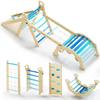 BlueWood 2025 8-in-1 Pikler Triangle Climbing Set Toddler Toys Indoor Baby Jungle Gym Climber Playground for Kids - Sky Blue view 1