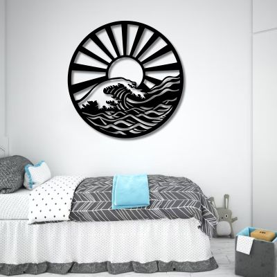 Sunrise Metal Wall Art, Sunburst Wall Decor, Boho Metal Wall Art, Large Metal Wall Art Home Decor,Housewarming Gift,Metal Minimalist Abstract Wall Art Line Drawing Decor Hanging for Bathroom Living Room (30"x30"/76x76cm, Style-3)